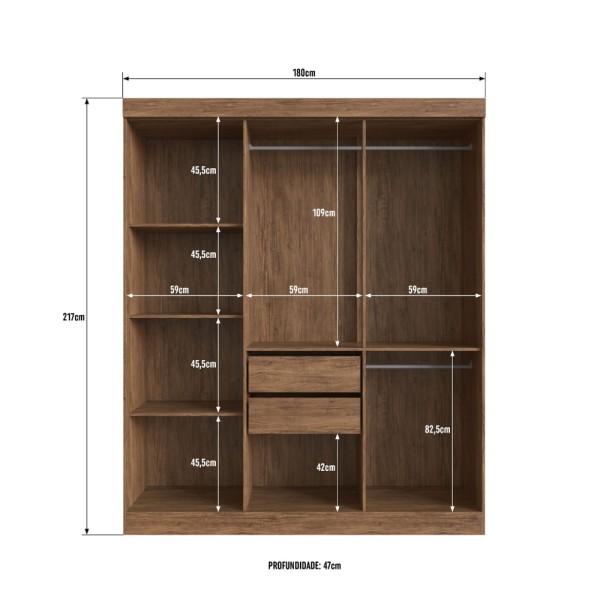 Encontraproduto.com.br - Guarda Roupa Casal com Vidro Reflecta 6 Portas 100% MDF Malibu Doripel