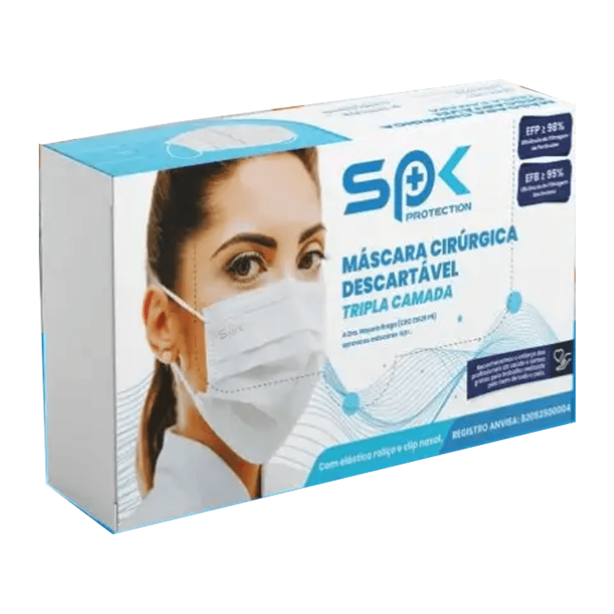 Encontraproduto.com.br - Máscara Descartável Tripla com Clip Nasal e Elástico - SPK