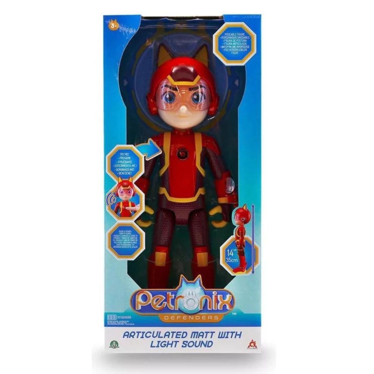 Encontraproduto.com.br - Boneco Articulado - Petronix Defenders - Matt - Com Som - Vermelho - Fun