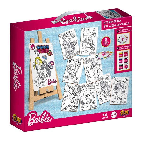 Encontraproduto.com.br - Kit de Pintura Barbie Tela Encantada Fun