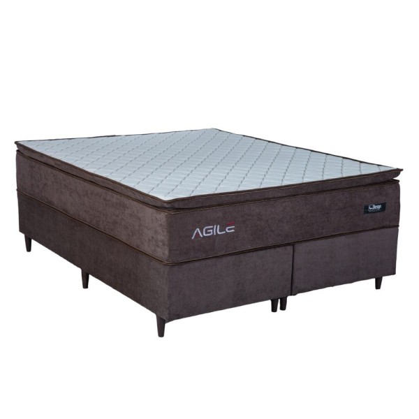 Cama Box Queen (158X198) D28 Molas Ensacadas Marrom Agile Design Colchões