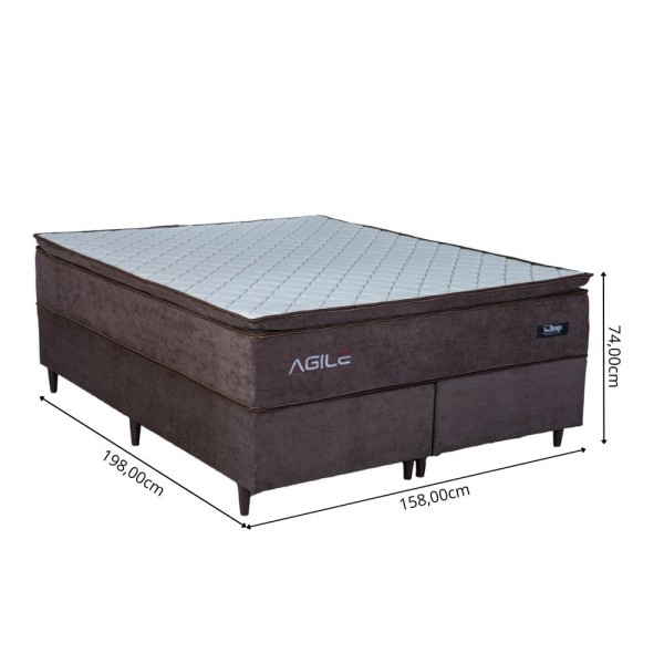 Encontraproduto.com.br - Cama Box Queen (158X198) D28 Molas Ensacadas Marrom Agile Design Colchões