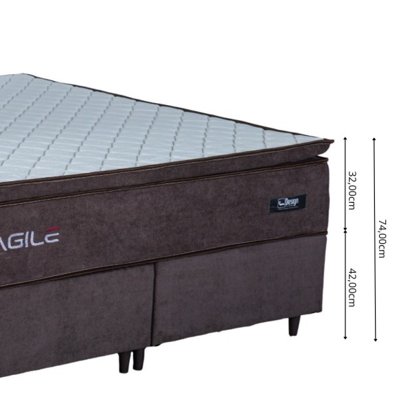 Encontraproduto.com.br - Cama Box Queen (158X198) D28 Molas Ensacadas Marrom Agile Design Colchões