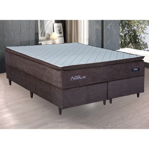 Cama Box Queen (158X198) D28 Molas Ensacadas Marrom Agile Design Colchões