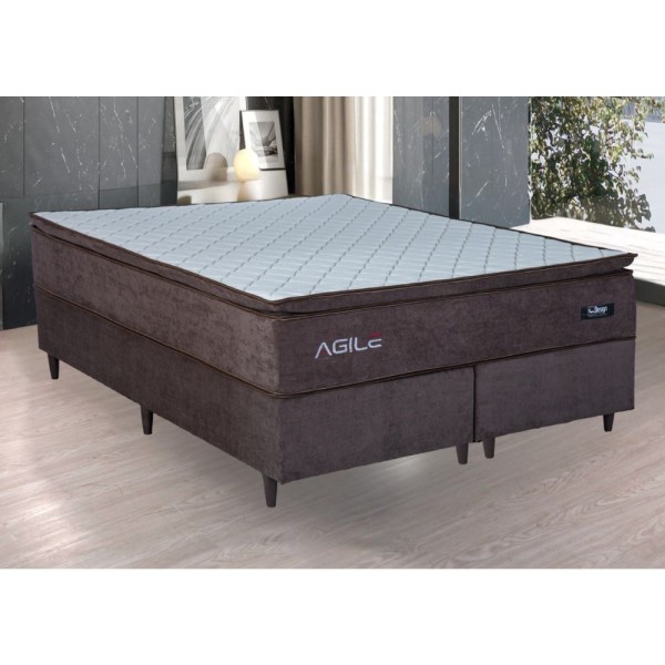 Cama Box King (193x203) D28 Molas Ensacadas Marrom Agile Design Colchões