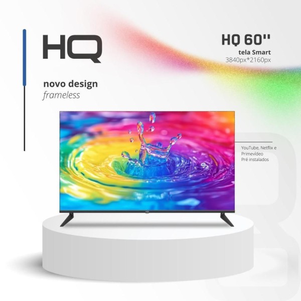 Encontraproduto.com.br - Smart TV HQ 60 UHD 4K HDR Android 11 Design Slim Processador Quad Core Espelhamento de tela - HQSTV60NK