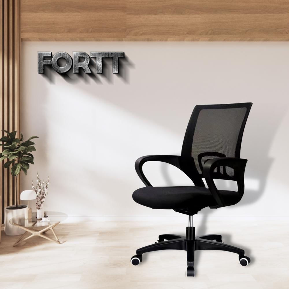 Encontraproduto.com.br - Cadeira De Escritório Secretária Base Preta Com Rodinha Fortt Porto Preta - Csf01-p