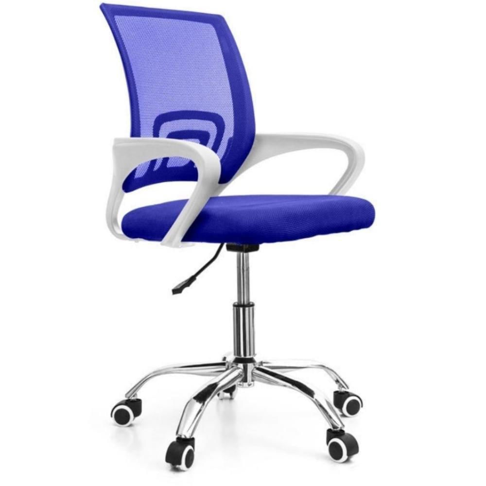 Encontraproduto.com.br - Cadeira De Escritório Secretária Base Cromada Com Rodinha Fortt Lisboa Azul - Csf02-a