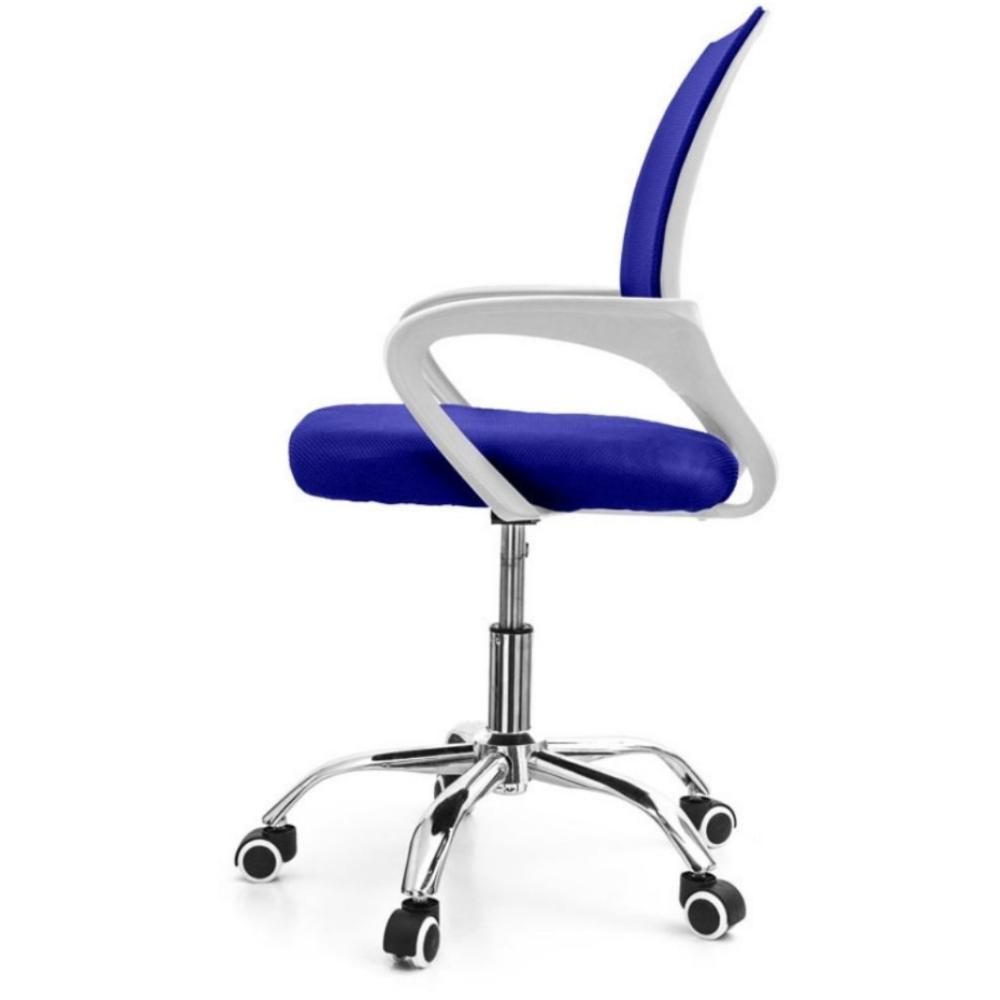 Encontraproduto.com.br - Cadeira De Escritório Secretária Base Cromada Com Rodinha Fortt Lisboa Azul - Csf02-a