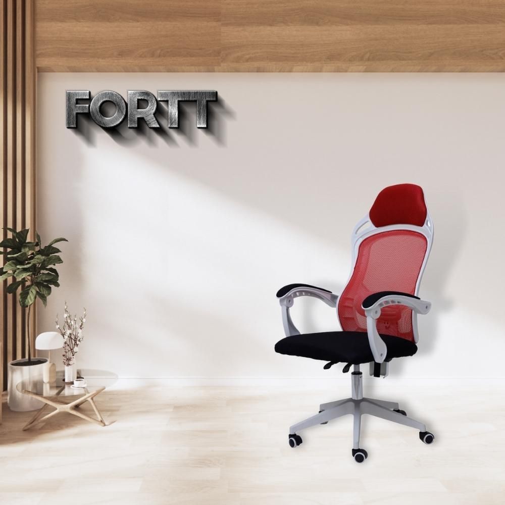 Encontraproduto.com.br - Cadeira De Escritório Presidente Com Rodinha Fortt Trento Vermelha - Cpf11-v