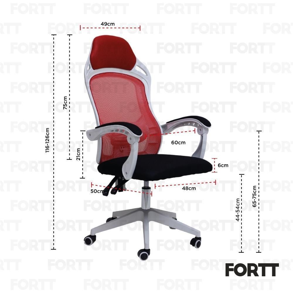 Encontraproduto.com.br - Cadeira De Escritório Presidente Com Rodinha Fortt Trento Vermelha - Cpf11-v