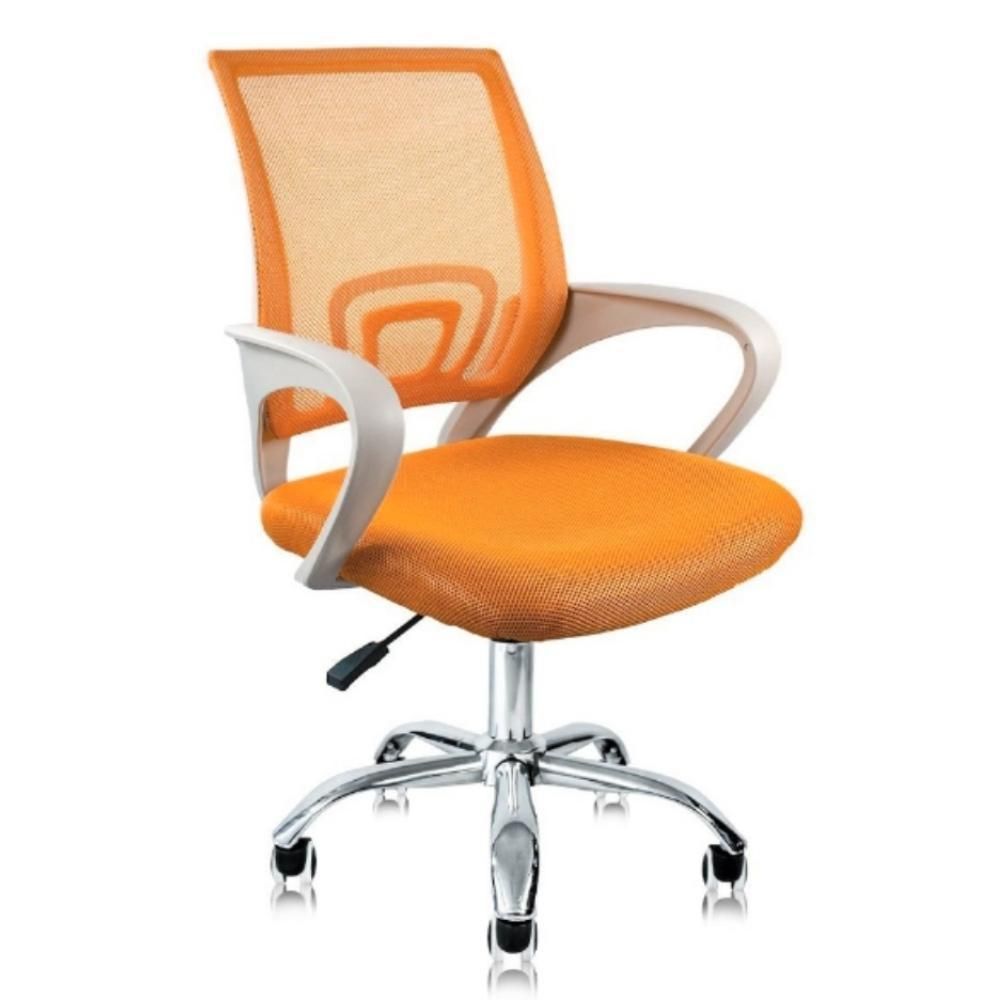 Encontraproduto.com.br - Cadeira De Escritório Secretária Base Cromada Com Rodinha Fortt Lisboa Laranja - Csf02-lj
