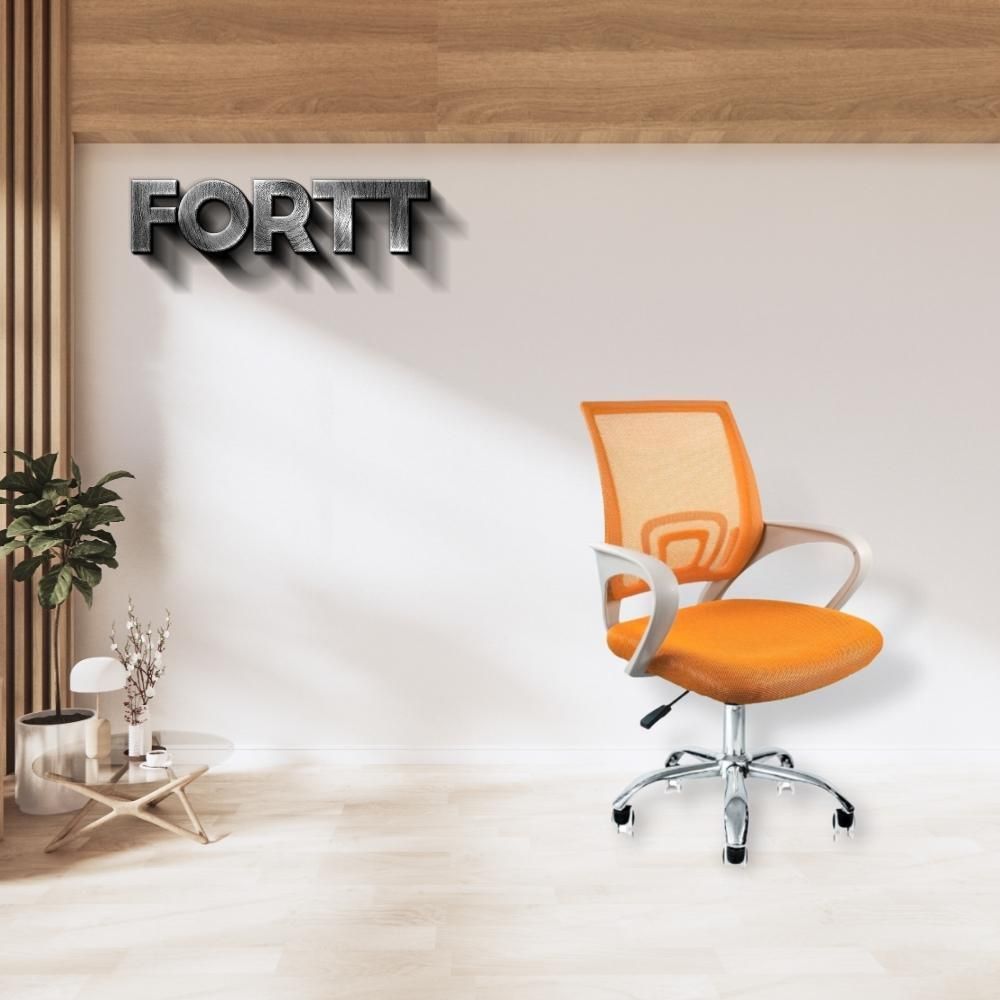 Encontraproduto.com.br - Cadeira De Escritório Secretária Base Cromada Com Rodinha Fortt Lisboa Laranja - Csf02-lj