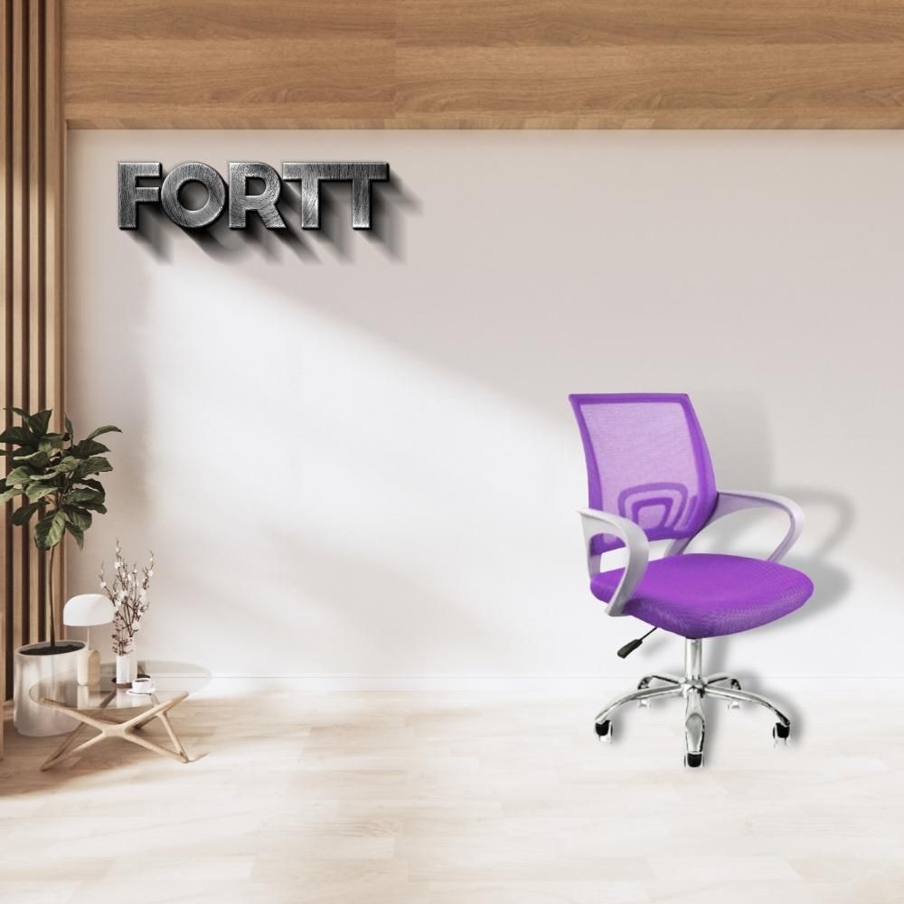 Encontraproduto.com.br - Cadeira De Escritório Secretária Base Cromada Com Rodinha Fortt Lisboa Roxa - Csf02-rx