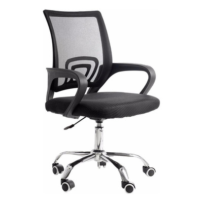 Encontraproduto.com.br - Cadeira De Escritório Secretária Base Cromada Com Rodinha Fortt Milão Preta - Csf07-p