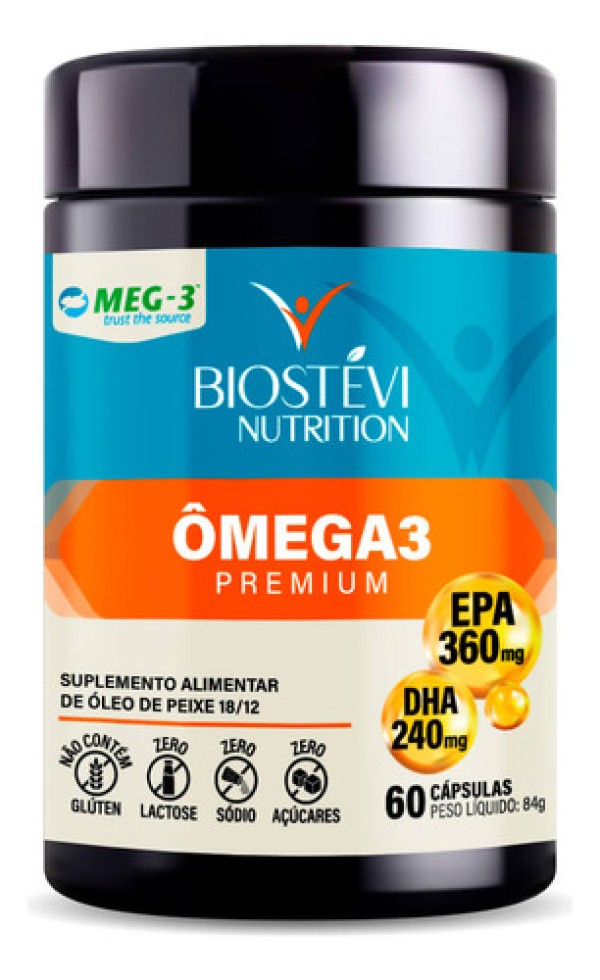 Ômega 3 Premium | EPA 360mg DHA 240mg - 60 Cápsulas com selo MEG-3