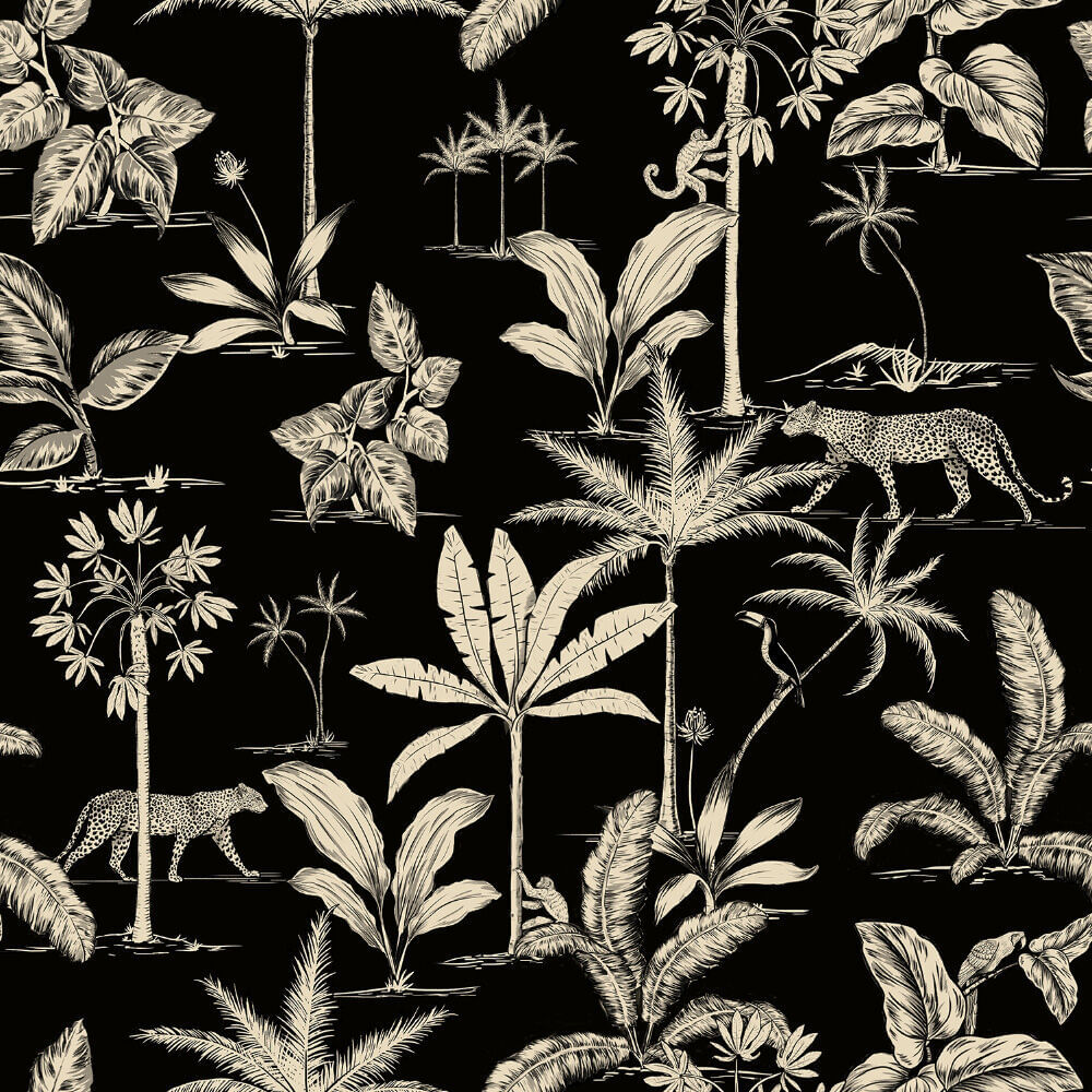 Encontraproduto.com.br - Papel de Parede Bobinex PP191 Toile de Jouy Selva 52x950 Preto e Bege