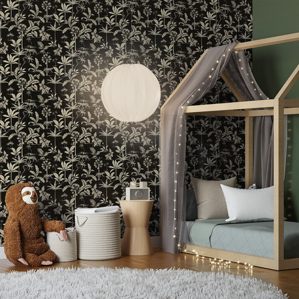 Encontraproduto.com.br - Papel de Parede Bobinex PP191 Toile de Jouy Selva 52x950 Preto e Bege
