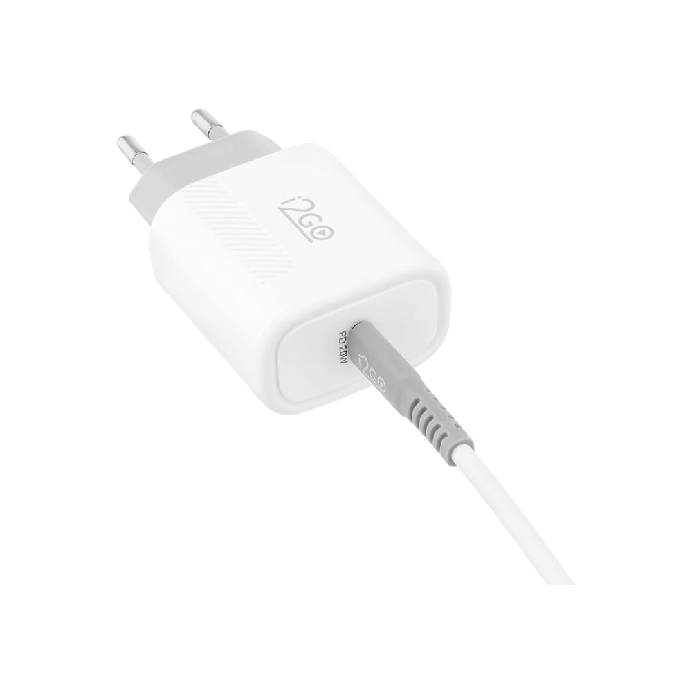 Encontraproduto.com.br - Kit De Carregador Power  e Cabo Usb 20W I2GO Branco