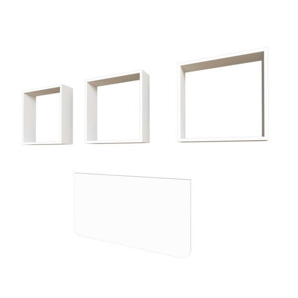 Encontraproduto.com.br - Conjunto Bancada Dobrável de Parede 80cm 3 Nichos 40cmx40cm Bramov Móveis Branco