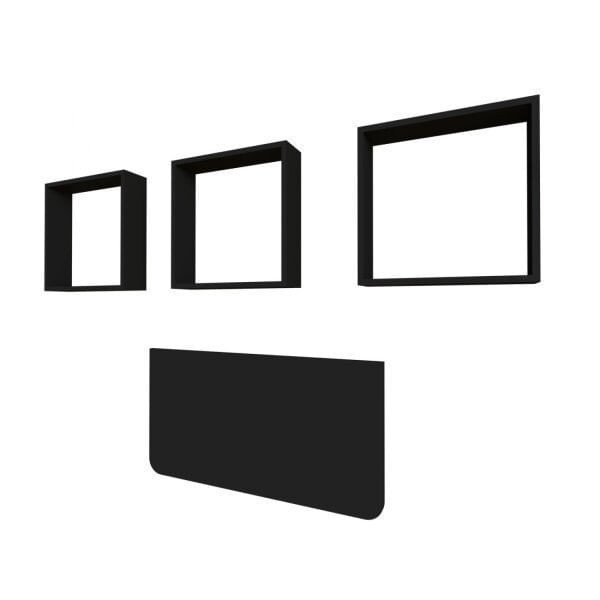 Encontraproduto.com.br - Conjunto com 1 Mesa Dobrável 60cm e 3 Nichos Bramov Móveis Preto