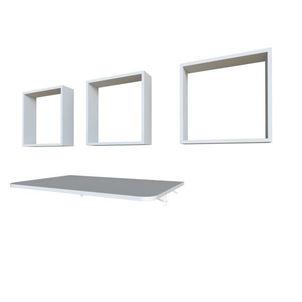 Encontraproduto.com.br - Conjunto com 1 Mesa Dobrável 60cm e 3 Nichos Bramov Móveis Cinza Cristal
