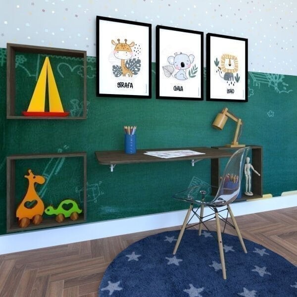 Encontraproduto.com.br - Conjunto com 1 Mesa Dobrável 60cm e 3 Nichos Bramov Móveis Ameixa Negra