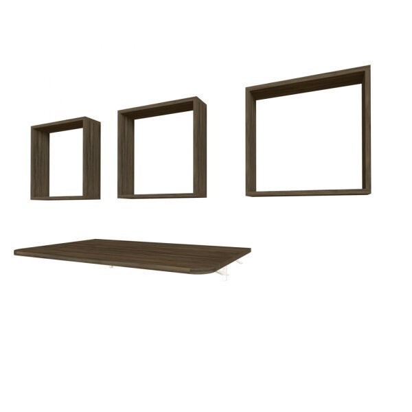 Encontraproduto.com.br - Conjunto com 1 Mesa Dobrável 60cm e 3 Nichos Bramov Móveis Ameixa Negra