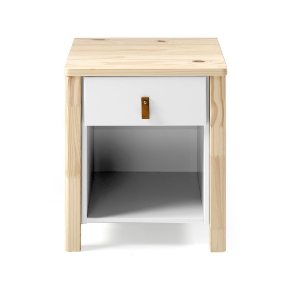 Encontraproduto.com.br - Mesa de Cabeceira 1 Gaveta Íris CabeCasa MadeiraMadeira Branco/Natural