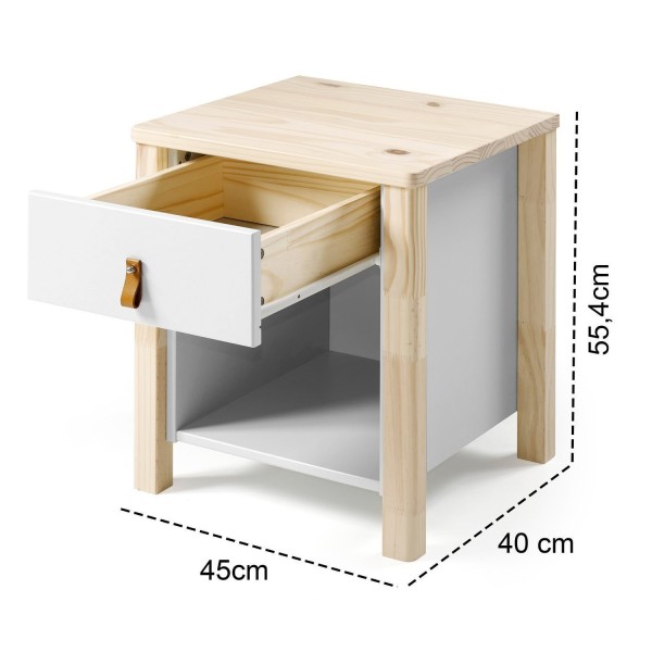 Encontraproduto.com.br - Mesa de Cabeceira 1 Gaveta Íris CabeCasa MadeiraMadeira Branco/Natural