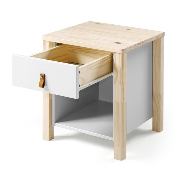 Encontraproduto.com.br - Mesa de Cabeceira 1 Gaveta Íris CabeCasa MadeiraMadeira Branco/Natural