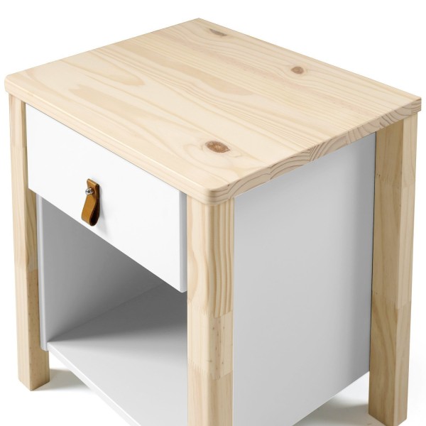 Encontraproduto.com.br - Mesa de Cabeceira 1 Gaveta Íris CabeCasa MadeiraMadeira Branco/Natural