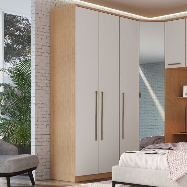 Encontraproduto.com.br - Módulo de Guarda Roupa 2 Portas 2 Gavetas com Cabideiro Elegance Móveis Castro Angelin/Blanc