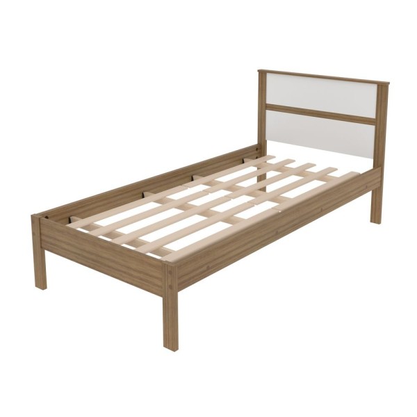 Encontraproduto.com.br - Cama de Solteiro Amêndoa/Branco