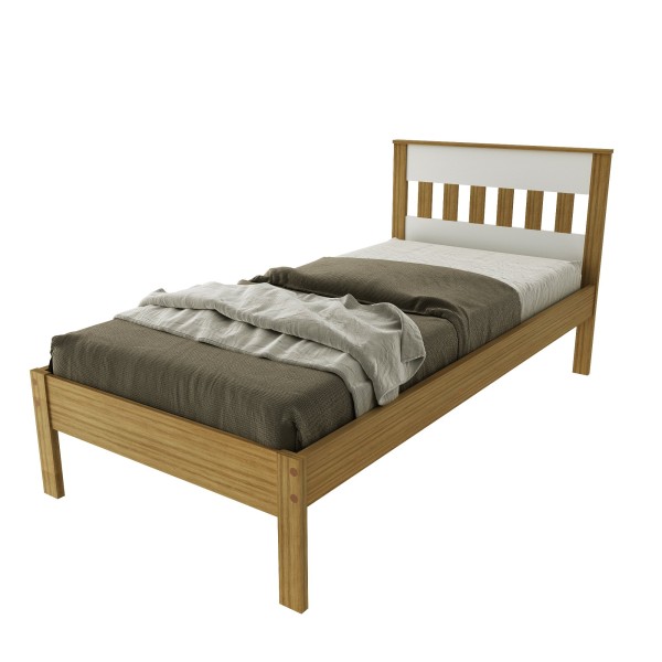 Encontraproduto.com.br - Cama de Solteiro CM8006 Para Colchão de 88cm Amêndoa/Branco