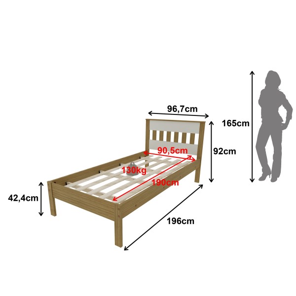 Encontraproduto.com.br - Cama de Solteiro CM8006 Para Colchão de 88cm Amêndoa/Branco