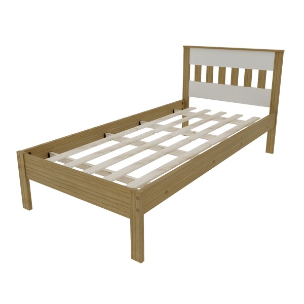 Encontraproduto.com.br - Cama de Solteiro CM8006 Para Colchão de 88cm Amêndoa/Branco