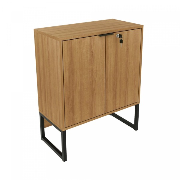 Encontraproduto.com.br - Armário Multiuso Baixo Industrial 2 Portas com Chave ME4154 Amêndoa/Preto