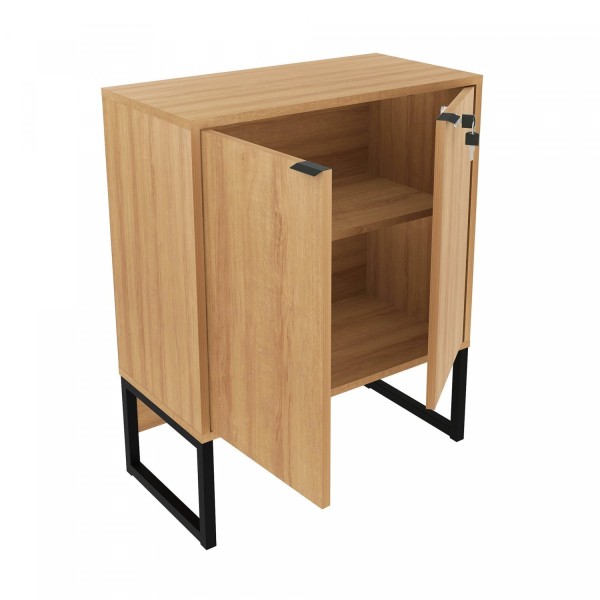 Encontraproduto.com.br - Armário Multiuso Baixo Industrial 2 Portas com Chave ME4154 Amêndoa/Preto