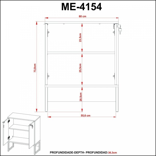 Encontraproduto.com.br - Armário Multiuso Baixo Industrial 2 Portas com Chave ME4154 Amêndoa/Preto