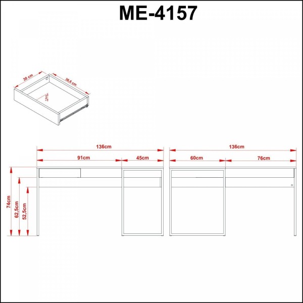 Encontraproduto.com.br - Mesa para Escritório em L Industrial Me4157 Tecno Mobili Amêndoa/Preto