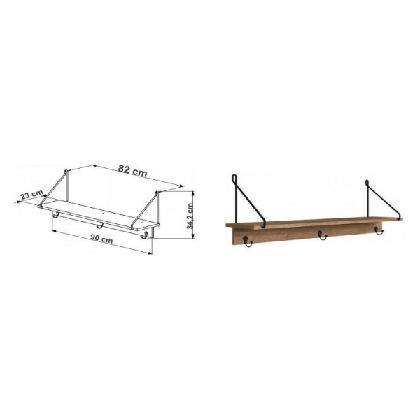 Encontraproduto.com.br - Conjunto Prateleira Decorativa e Sapateira Banco Multiuso Industrial Vermont/Preto
