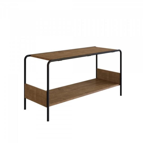 Encontraproduto.com.br - Conjunto Prateleira Decorativa e Sapateira Banco Multiuso Industrial Vermont/Preto