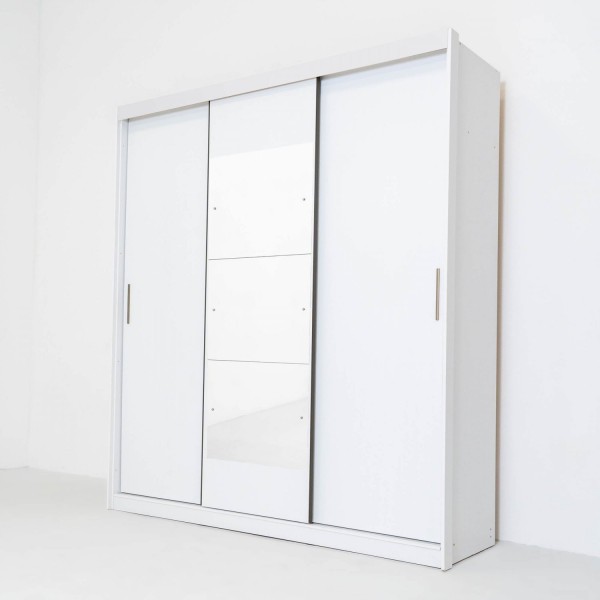 Encontraproduto.com.br - Guarda Roupa Casal com Espelho 3 Portas de Correr Muriqui Maxx CabeCasa MadeiraMadeira Branco