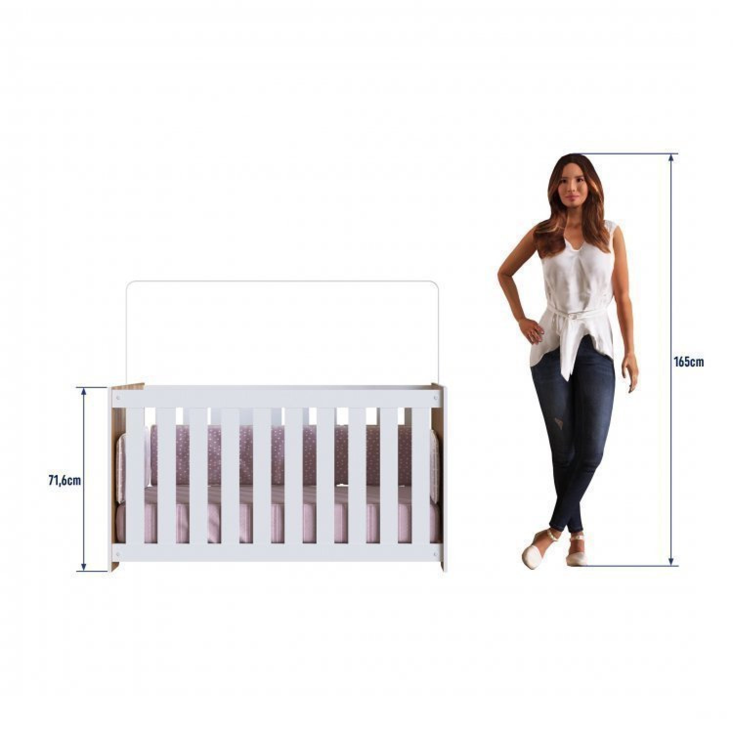 Encontraproduto.com.br - Conjunto para Quarto de Bebê com Berço Moisés e Cômoda 2 Gavetas Aconchego Completa Móveis Nogal Manchester/Branco