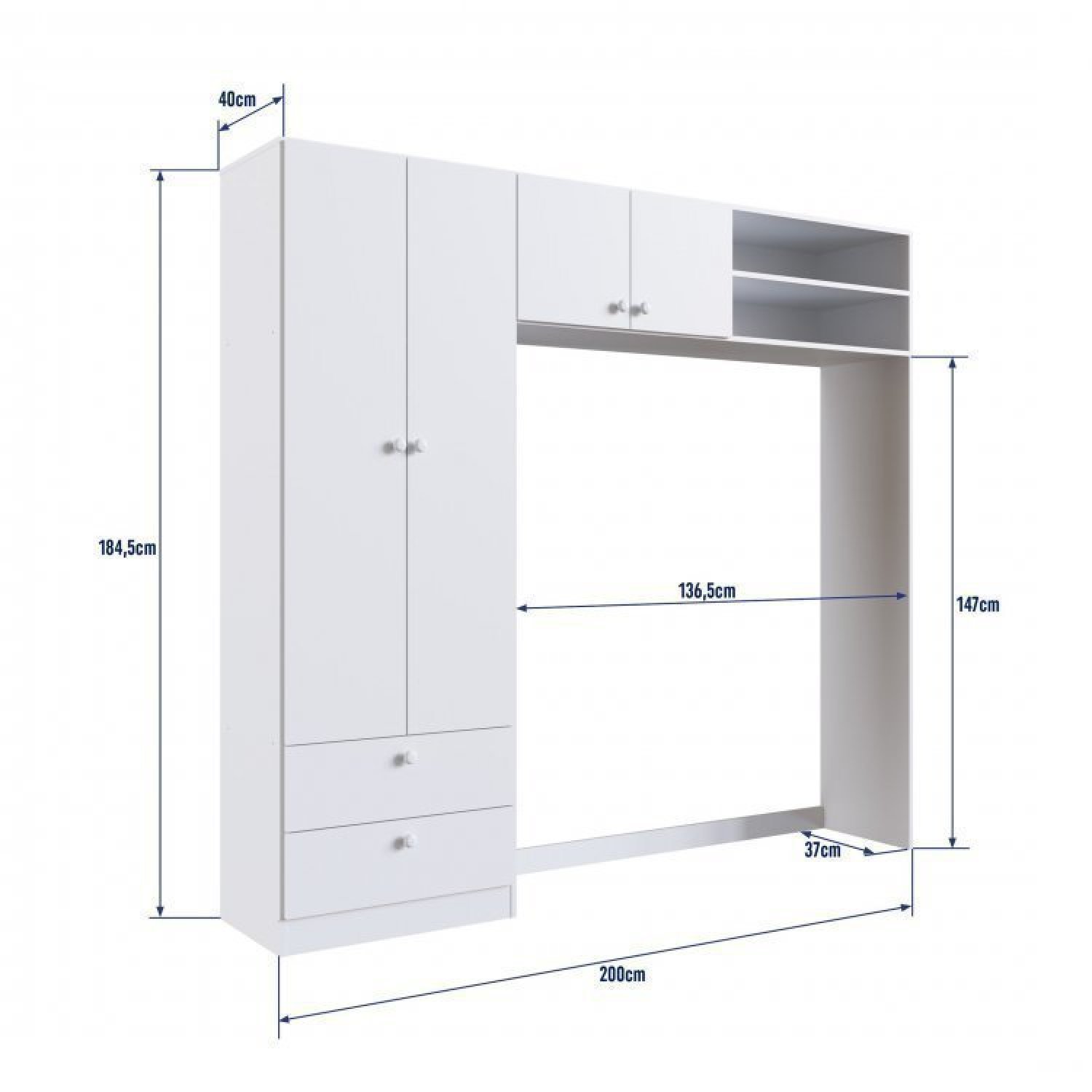 Encontraproduto.com.br - Conjunto para Quarto de Bebê com Guarda-Roupas e Berço com Colchão Branco