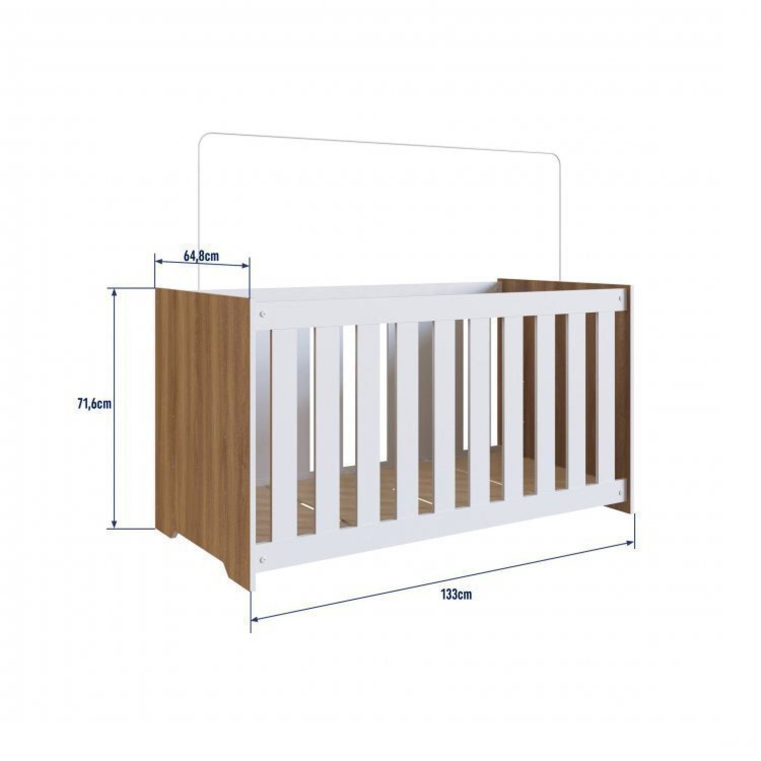 Encontraproduto.com.br - Conjunto para Quarto de Bebê com Guarda-Roupas e Berço com Colchão  Nogal Manchester/Branco