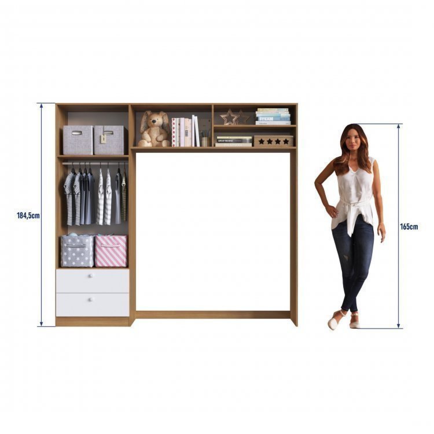 Encontraproduto.com.br - Conjunto para Quarto de Bebê com Guarda-Roupas e Berço com Colchão  Nogal Manchester/Branco