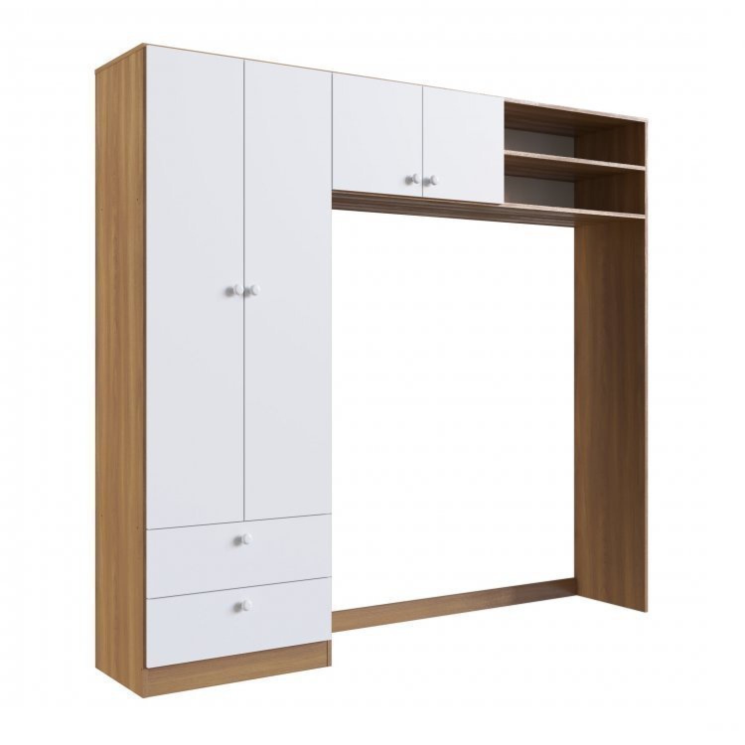Encontraproduto.com.br - Conjunto para Quarto de Bebê com Guarda-Roupas e Berço com Colchão  Nogal Manchester/Branco