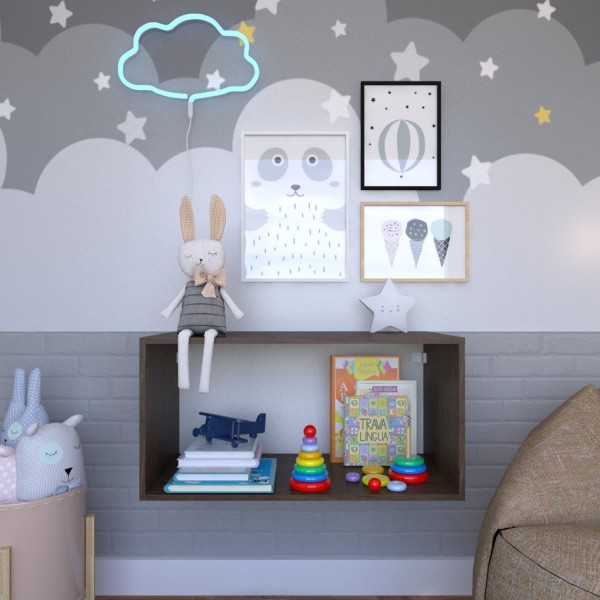 Encontraproduto.com.br - Nicho para Quarto Infantil 80x40x40cm Bramov Móveis Ameixa Negra